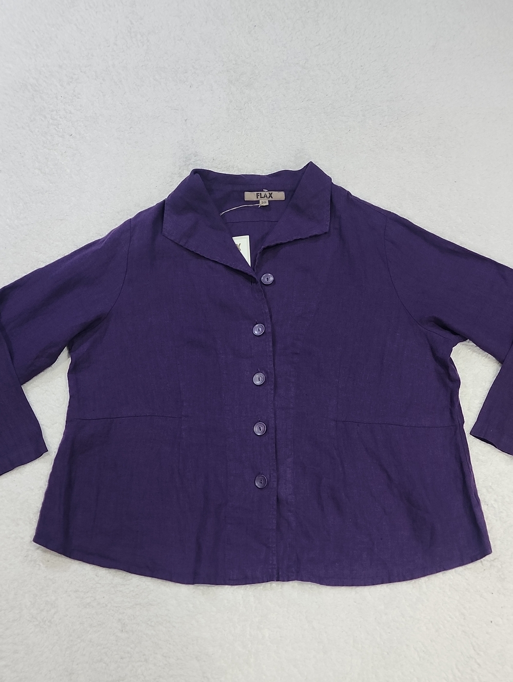 Flax Two Shapley Plum 100% Linen Jacket New With Tags